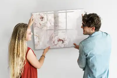 Pizarra magnética de pared diseño de peonías con rotulador incluido