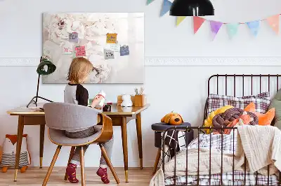 Pizarra magnética de pared diseño de peonías con rotulador incluido