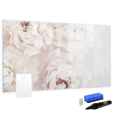 Pizarra magnética de pared diseño de peonías con rotulador incluido