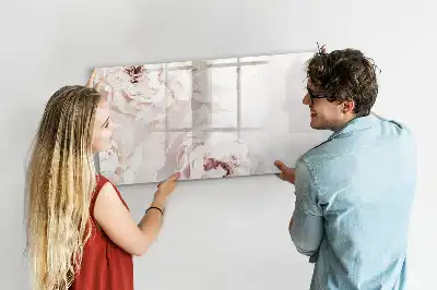Pizarra magnética de pared diseño de peonías con rotulador incluido