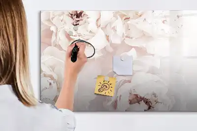 Pizarra magnética de pared diseño de peonías con rotulador incluido