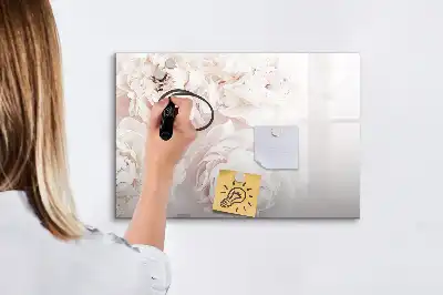 Pizarra magnética de pared diseño de peonías con rotulador incluido