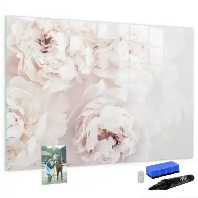 Pizarra magnética de pared diseño de peonías con rotulador incluido
