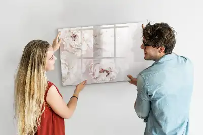 Pizarra magnética de pared diseño de peonías con rotulador incluido