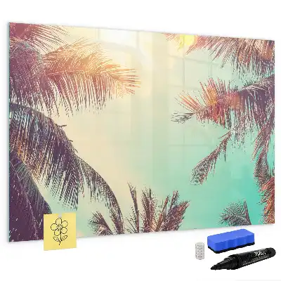 Pizarra borrable de cristal con imanes con diseño de palmeras tropicales