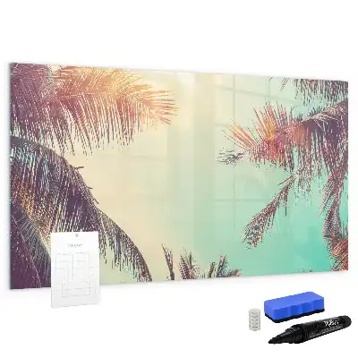 Pizarra borrable de cristal con imanes con diseño de palmeras tropicales