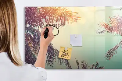 Pizarra borrable de cristal con imanes con diseño de palmeras tropicales
