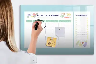 Pizarra de planificación de comidas de cristal diseño borrable con imanes