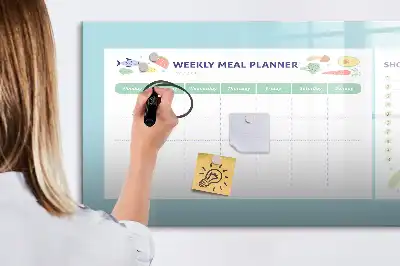 Pizarra de planificación de comidas de cristal diseño borrable con imanes