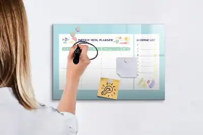 Pizarra de planificación de comidas de cristal diseño borrable con imanes