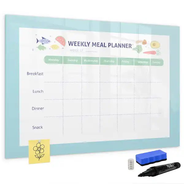 Planificador de comidas pizarra magnética de pared con rotulador