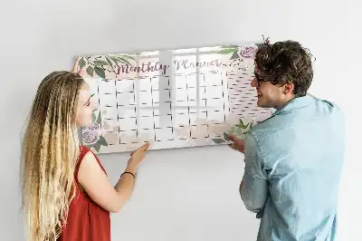 Pizarra magnética de pared diseño de planificador con rosas y rotulador incluido