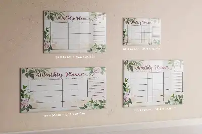 Pizarra magnética de pared diseño de planificador con rosas y rotulador incluido