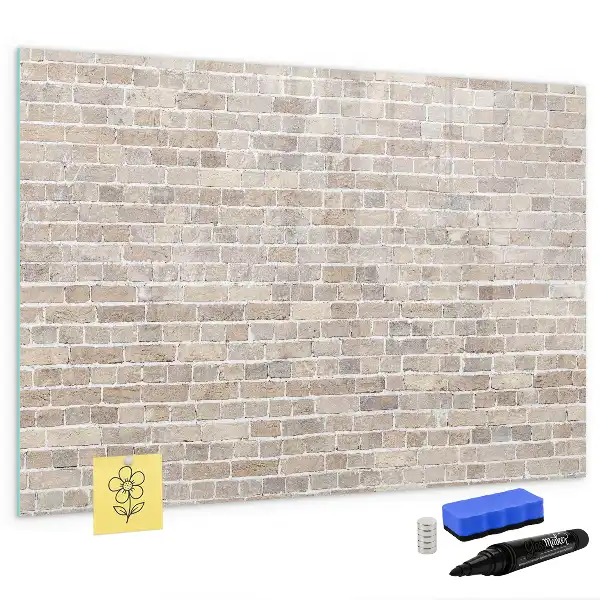 Pizarra de cristal magnética borrable con diseño de pared de ladrillo
