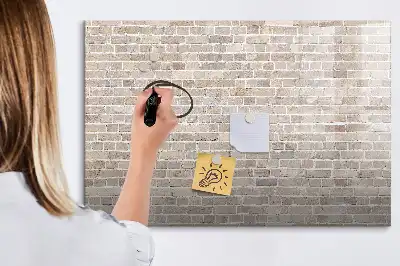 Pizarra de cristal magnética borrable con diseño de pared de ladrillo
