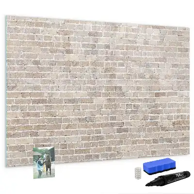 Pizarra de cristal magnética borrable con diseño de pared de ladrillo