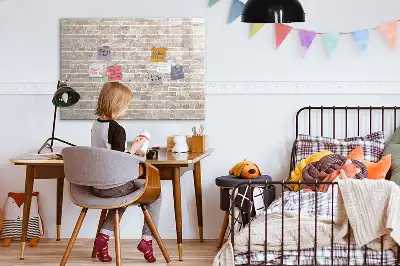 Pizarra de cristal magnética borrable con diseño de pared de ladrillo