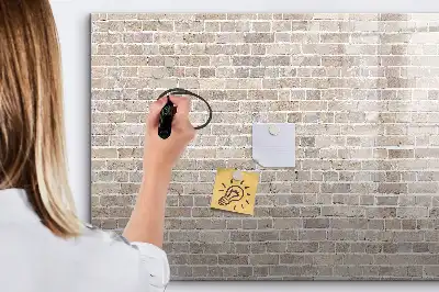 Pizarra de cristal magnética borrable con diseño de pared de ladrillo