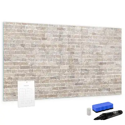 Pizarra de cristal magnética borrable con diseño de pared de ladrillo