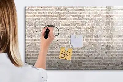 Pizarra de cristal magnética borrable con diseño de pared de ladrillo