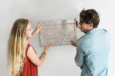 Pizarra de cristal magnética borrable con diseño de pared de ladrillo