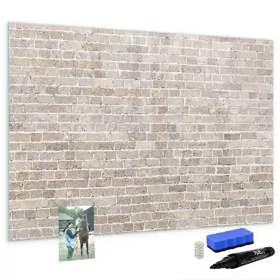 Pizarra de cristal magnética borrable con diseño de pared de ladrillo