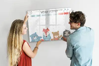 Pizarra de cristal borrable con imanes diseño para horarios semanales