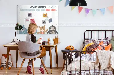 Pizarra de cristal borrable con imanes diseño para horarios semanales