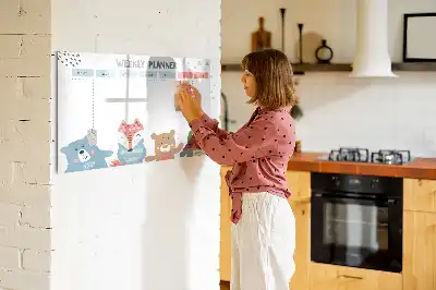 Pizarra de cristal borrable con imanes diseño para horarios semanales