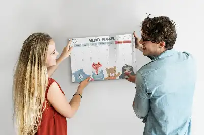 Pizarra de cristal borrable con imanes diseño para horarios semanales