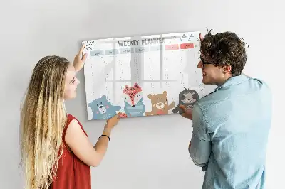 Pizarra de cristal borrable con imanes diseño para horarios semanales