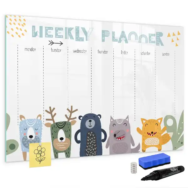 Pizarra magnética de pared con rotulador planificador semanal infantil