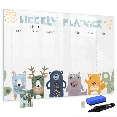Pizarra magnética de pared con rotulador planificador semanal infantil