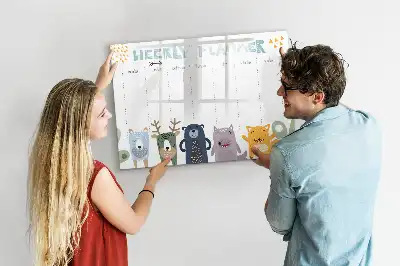 Pizarra magnética de pared con rotulador planificador semanal infantil