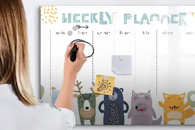 Pizarra magnética de pared con rotulador planificador semanal infantil