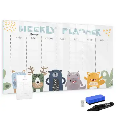 Pizarra magnética de pared con rotulador planificador semanal infantil