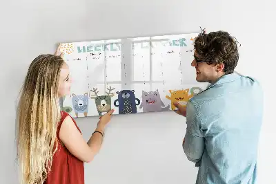 Pizarra magnética de pared con rotulador planificador semanal infantil