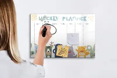 Pizarra magnética de pared con rotulador planificador semanal infantil