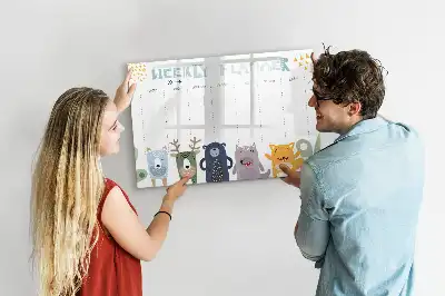 Pizarra magnética de pared con rotulador planificador semanal infantil