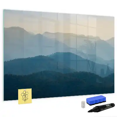 Pizarra magnética de pared con rotulador y diseño de abstracción de paisaje