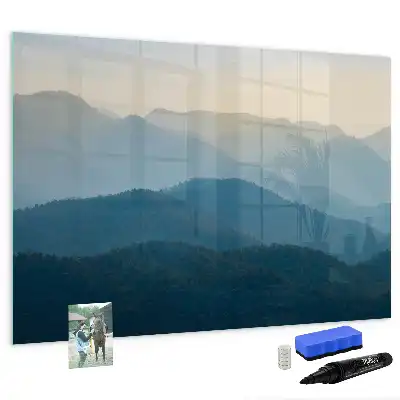 Pizarra magnética de pared con rotulador y diseño de abstracción de paisaje