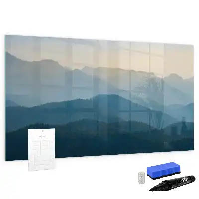 Pizarra magnética de pared con rotulador y diseño de abstracción de paisaje