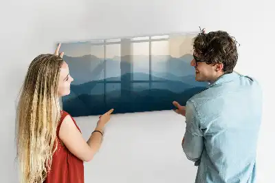 Pizarra magnética de pared con rotulador y diseño de abstracción de paisaje