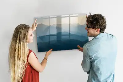 Pizarra magnética de pared con rotulador y diseño de abstracción de paisaje