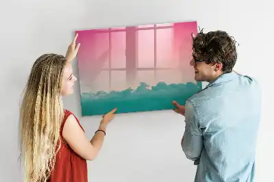 Pizarra borrable de cristal con imanes diseño de cielo en degradado