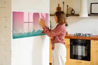 Pizarra borrable de cristal con imanes diseño de cielo en degradado