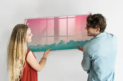 Pizarra borrable de cristal con imanes diseño de cielo en degradado