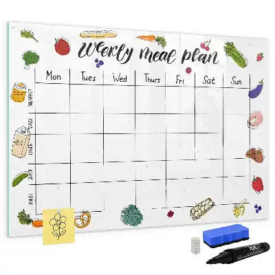 Pizarra magnética de pared con rotulador para planificador de comidas semanal