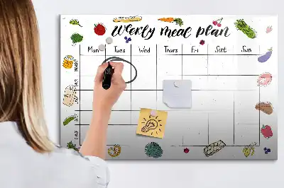 Pizarra magnética de pared con rotulador para planificador de comidas semanal