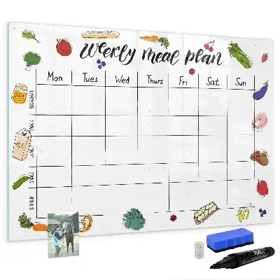 Pizarra magnética de pared con rotulador para planificador de comidas semanal